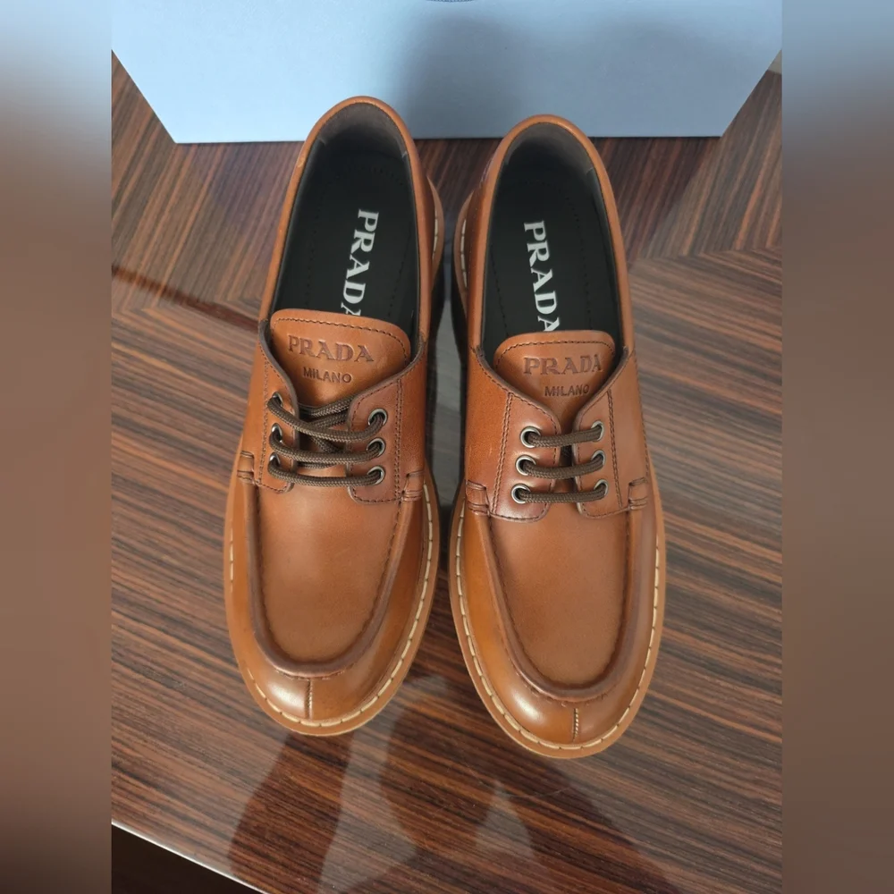 Prada Women's Brown Leather Shoes - Picture 11 of 12